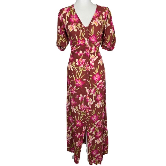 Faherty Dresses & Skirts - Faherty Sorrento Maxi Dress Women XS Majorica Floral Print Button Front V Neck